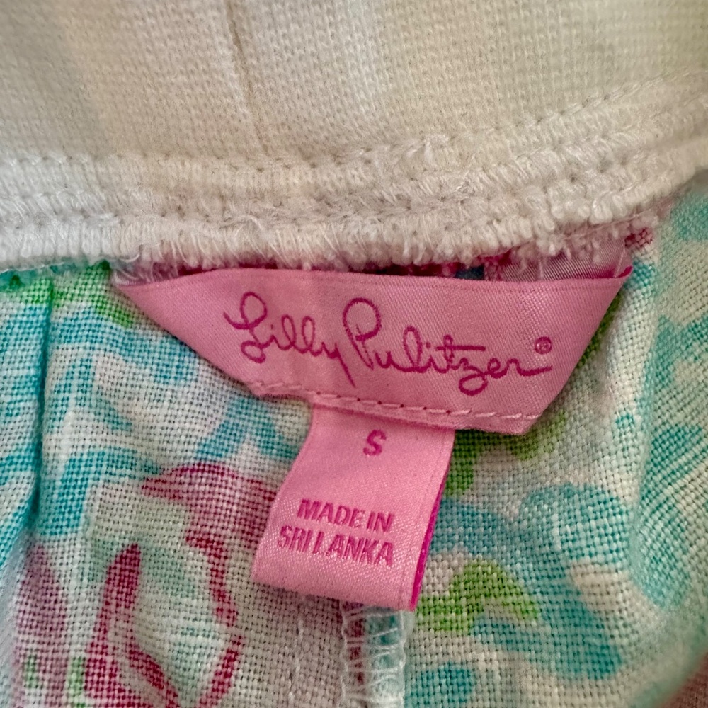 Lilly Pulitzer Little Beach Pants Lobster Roll Spa Blue Linen Girls Size S 4 5 D - Picture 4 of 6